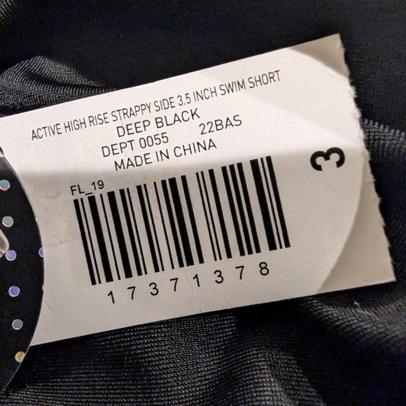 Active High Rise Strappy Side Swim Short - Deep Black plus size 3x - Picture 2 of 4